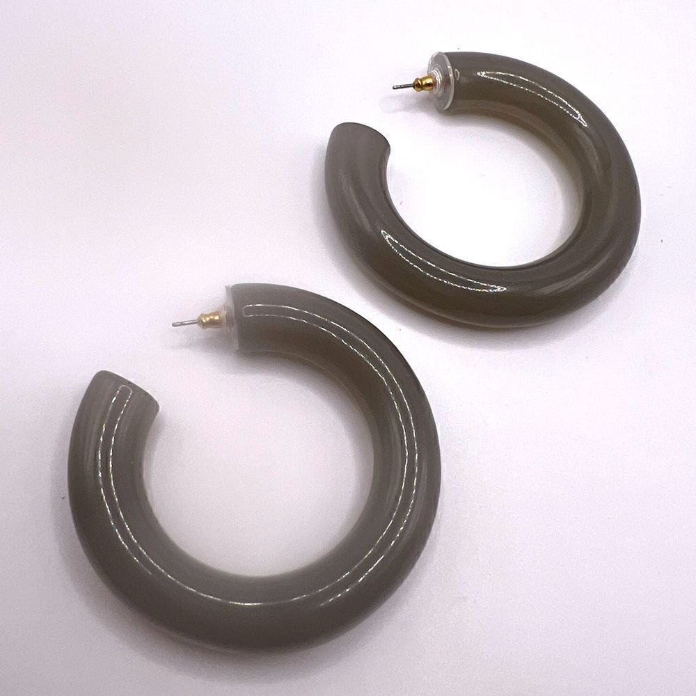 *3/$20* BaubleBar large acrylic gray hoops